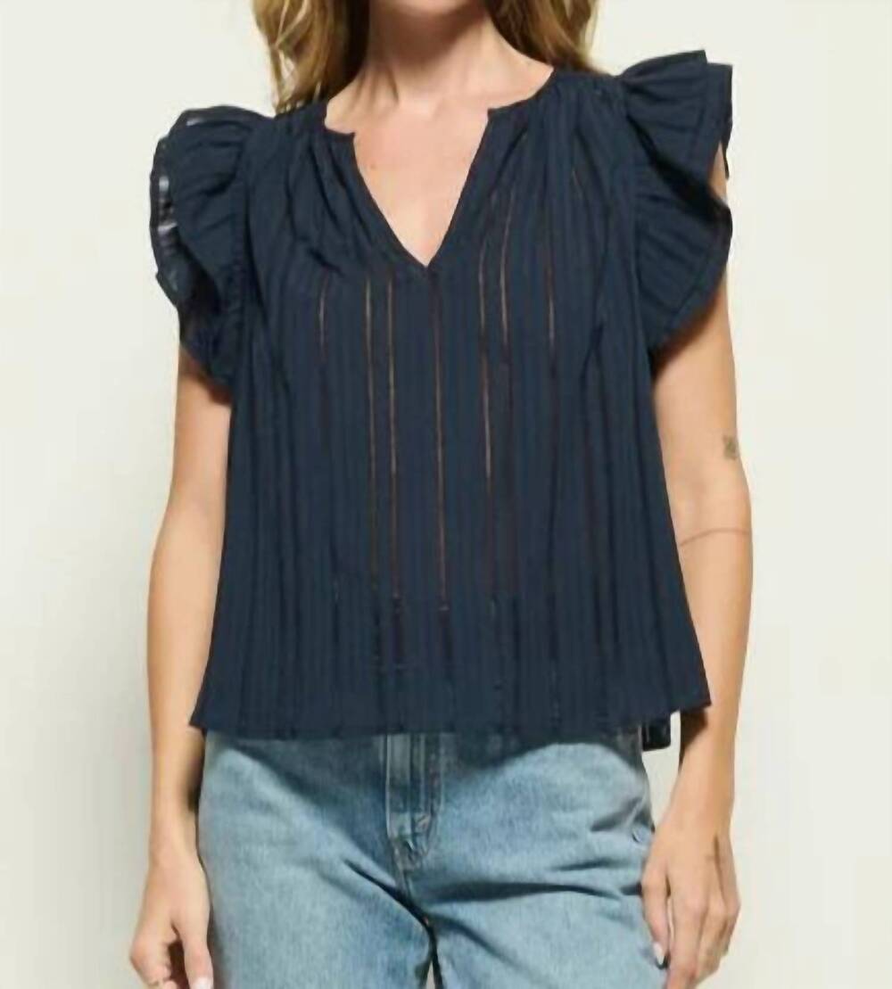 NEW NATION LTD claudia v-neck top in night sky